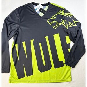 Mountain Biking WOLF Brand 2XL Long Sleeve Performance Jersey Black/Neon Green